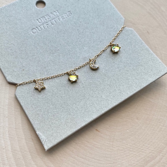 NWT Urban Outfitters Celestial Charm Bracelet Gold - Moon, Star, Glass Charms - Picture 10 of 15